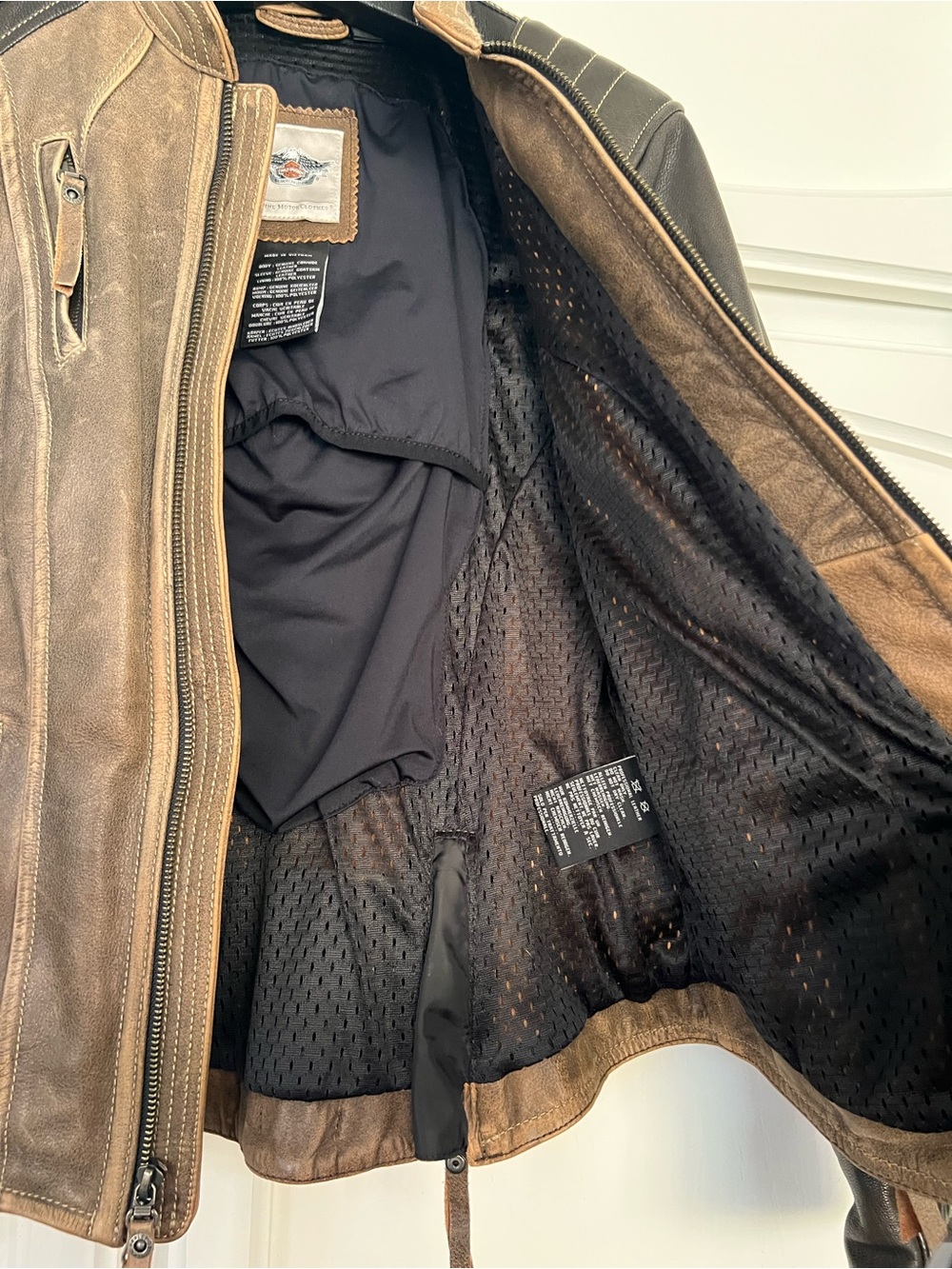Harley-Davidson Brown and Black Women's Leather Riding Jacket - Picture 6 of 13